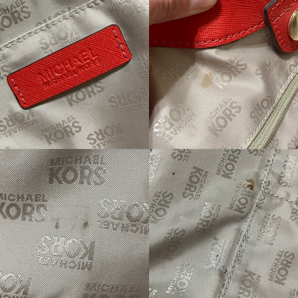 MICHAEL KORS, LARGE ORANGE-RED SAFFIANO LEATHER SHOULDER BAG - Picture 14 of 15